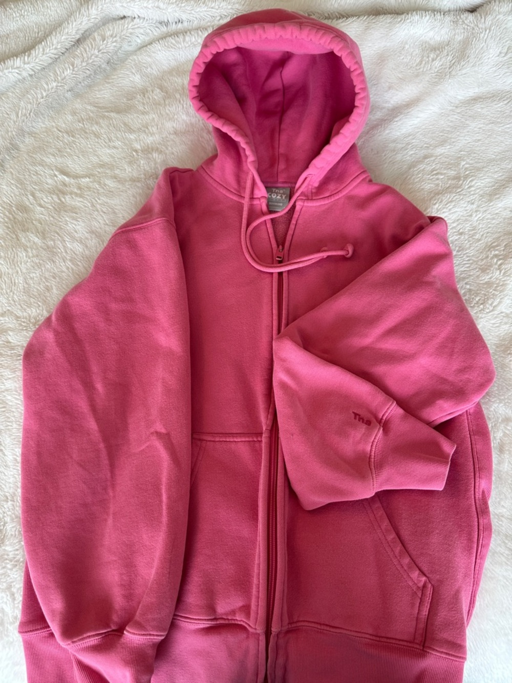 TNA Bright Pink Full-Zip Hooded Sweatshirt